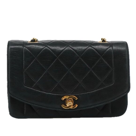 CHANEL Matelasse Chain Shoulder Bag Lamb Skin Black Gold CC Auth 97459 - Picture 2 of 16